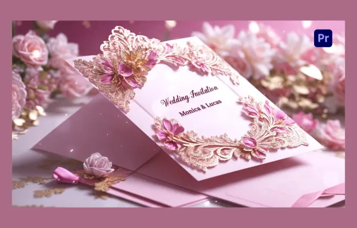 Creative 3D Golden Floral Wedding Invitation Slideshow